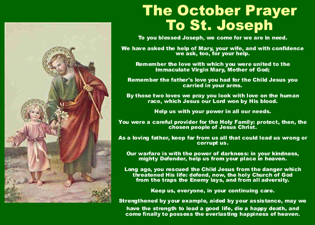 October Prayer To St. Joseph